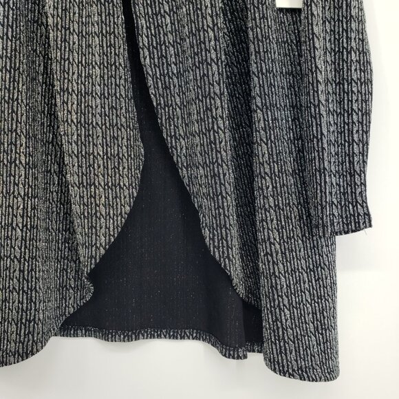 Chaus Metallic Open Front Cardigan Top M Long Sleeves Holiday Silver Black - Picture 6 of 12